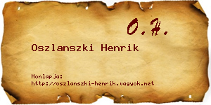 Oszlanszki Henrik névjegykártya